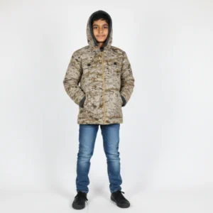 Boys Hooded Camo Fur Jacket