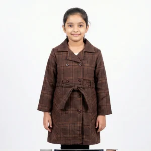 Girls Classic Plaid Double-Breasted Trench Top