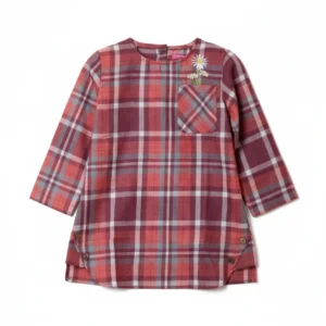 Girls EMB Check Dress