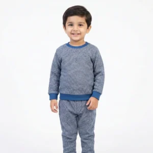 Boys Blue Textured Winter Suit