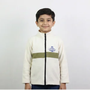 Boys Cream Mock Fleece Zipper