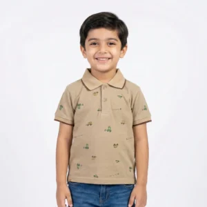 Boys' Tiny Traktor Printed Pique Polo Shirt